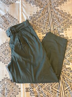 a new day Olive Green High-Waist Belted Trousers